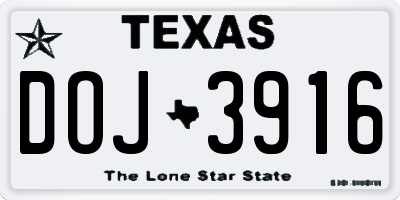 TX license plate DOJ3916