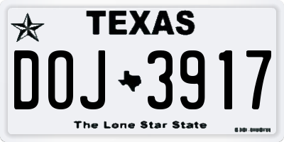 TX license plate DOJ3917