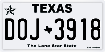 TX license plate DOJ3918