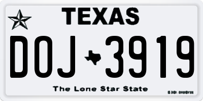 TX license plate DOJ3919