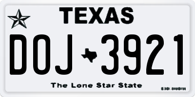 TX license plate DOJ3921