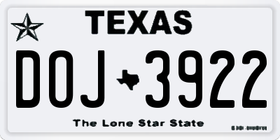 TX license plate DOJ3922
