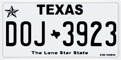 TX license plate DOJ3923