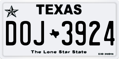 TX license plate DOJ3924