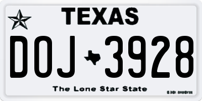 TX license plate DOJ3928