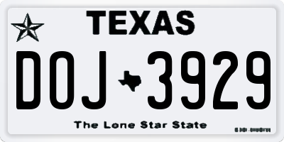 TX license plate DOJ3929
