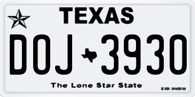 TX license plate DOJ3930