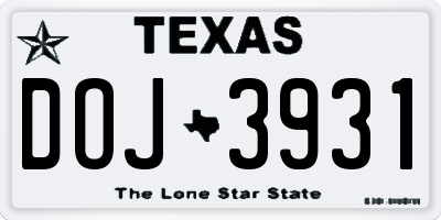 TX license plate DOJ3931