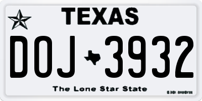 TX license plate DOJ3932