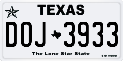 TX license plate DOJ3933
