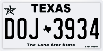 TX license plate DOJ3934