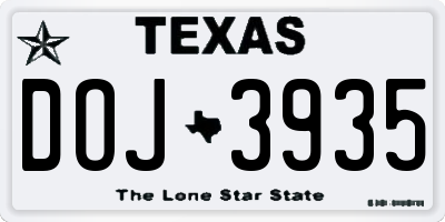 TX license plate DOJ3935