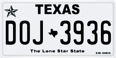 TX license plate DOJ3936