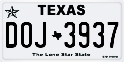 TX license plate DOJ3937