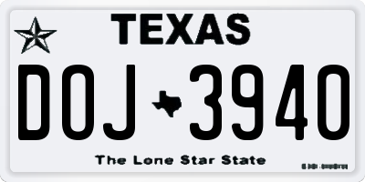 TX license plate DOJ3940