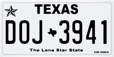 TX license plate DOJ3941