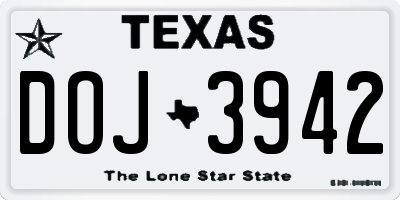 TX license plate DOJ3942