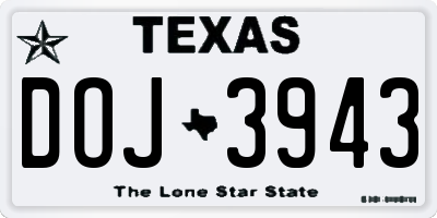 TX license plate DOJ3943