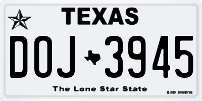 TX license plate DOJ3945