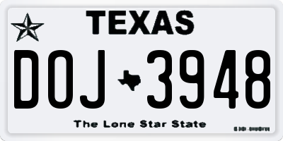 TX license plate DOJ3948