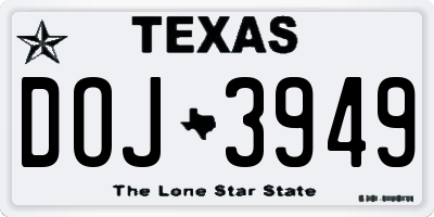TX license plate DOJ3949