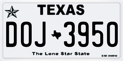 TX license plate DOJ3950