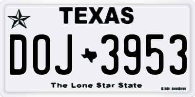TX license plate DOJ3953
