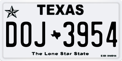 TX license plate DOJ3954