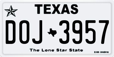 TX license plate DOJ3957