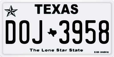 TX license plate DOJ3958
