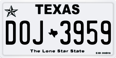 TX license plate DOJ3959