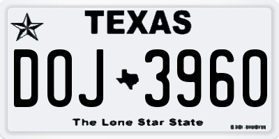 TX license plate DOJ3960