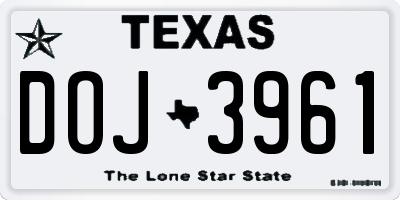 TX license plate DOJ3961
