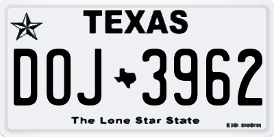 TX license plate DOJ3962
