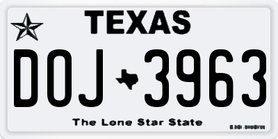 TX license plate DOJ3963