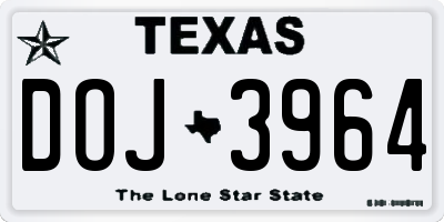 TX license plate DOJ3964