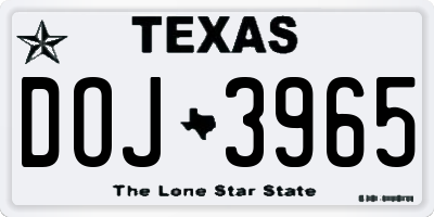 TX license plate DOJ3965