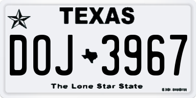 TX license plate DOJ3967
