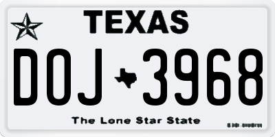 TX license plate DOJ3968