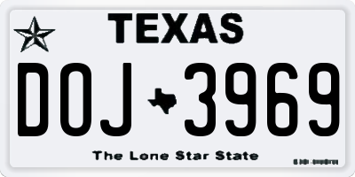 TX license plate DOJ3969