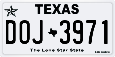 TX license plate DOJ3971