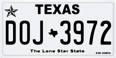 TX license plate DOJ3972