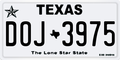 TX license plate DOJ3975