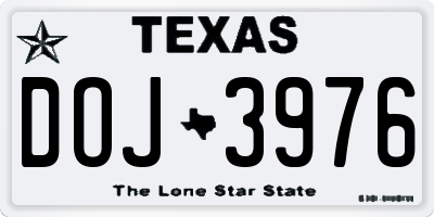 TX license plate DOJ3976