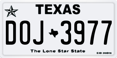TX license plate DOJ3977