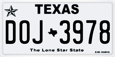TX license plate DOJ3978