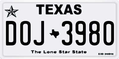 TX license plate DOJ3980
