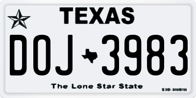 TX license plate DOJ3983