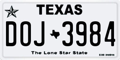 TX license plate DOJ3984