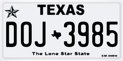 TX license plate DOJ3985
